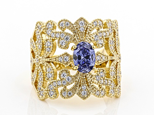 Bella Luce ® Esotica™ 2.13ctw Tanzanite And White Diamond Simulants Eterno™ Yellow Ring - Size 5