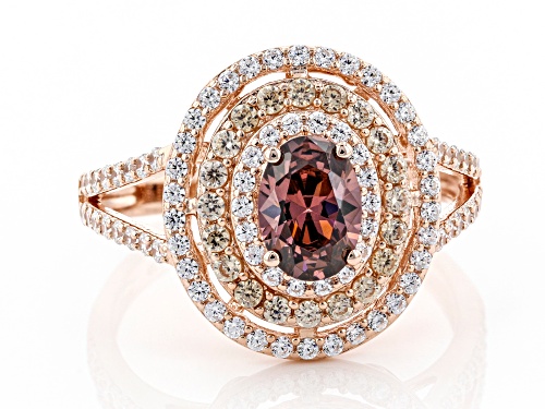 Bella Luce ® Esotica™ 2.70ctw Blush Zircon, Champagne, And White Diamond Simulants Eterno™ Rose Ring - Size 10
