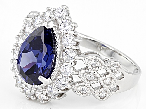 Bella Luce® Esotica™ 8.08ctw Tanzanite and White Diamond Simulants Rhodium Over Sterling Silver Ring - Size 9