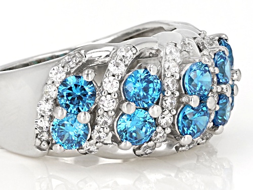 Bella Luce ® Esotica™Neon Apatite And White Diamond Simulants Rhodium Over Sterling Silver Ring - Size 11