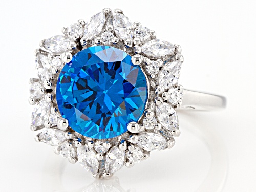 Bella Luce ® 7.34ctw Esotica™ Neon Apatite And White Diamond Simulants Rhodium Over Silver Ring - Size 7