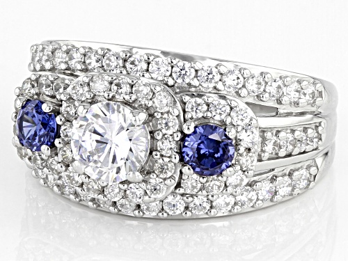 Bella Luce® Esotica™ 3.80ctw White Diamond And Tanzanite Simulants Rhodium Over Sterling Silver Ring - Size 11