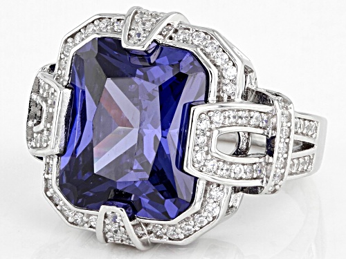 Bella Luce ® Esotica™ Tanzanite And White Diamond Simulants Rhodium Over Sterling Silver Ring - Size 7