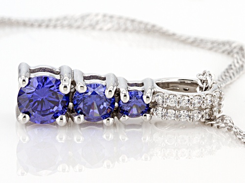 Bella Luce®Esotica™ Tanzanite And White Diamond Simulants Rhodium Over Silver Pendant With Chain