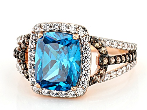 Bella Luce® 5.61ctw Neon Apatite, Champagne, And White Diamond Simulants Eterno™ Rose Ring - Size 12