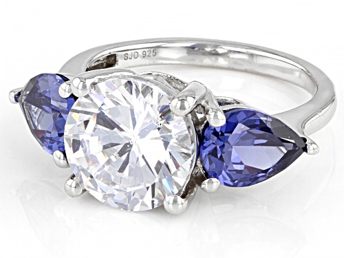 Bella Luce ® Esotica™ White Diamond And Tanzanite Simulants Platinum Over Sterling Silver Ring - Size 10