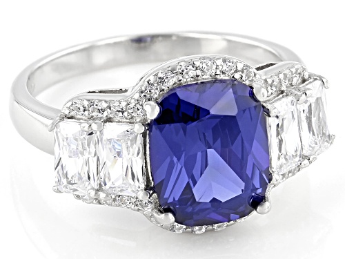 Bella Luce® Esotica™ 6.98ctw Tanzanite And White Diamond Simulants Platinum Over Silver Ring - Size 9