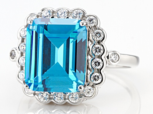 Bella Luce® Esotica® 11.17ctw Neon Apatite and White Diamond Simulants Rhodium Over Silver Ring - Size 5