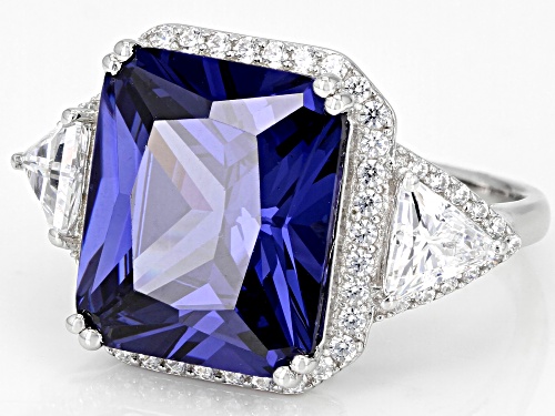 Bella Luce® Esotica® 18.17ctw Tanzanite And White Diamond Simulants Rhodium Over Silver Ring - Size 5