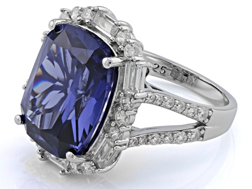 Bella Luce® Esotica™ 19.40ctw Tanzanite And White Diamond Simulants Rhodium Over Silver Ring - Size 5