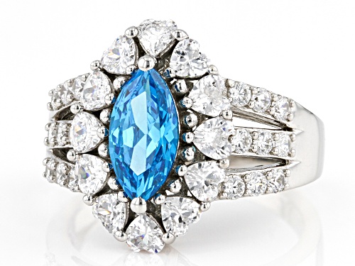 Bella Luce® Esotica™ 4.35ctw Neon Apatite And White Diamond Simulants Rhodium Over Silver Ring - Size 5