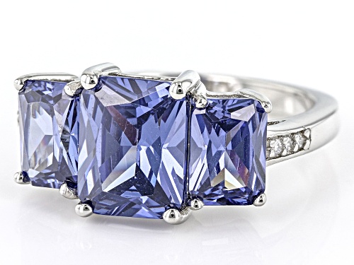 Bella Luce® Esotica™ 6.85ctw Tanzanite And White Diamond Simulants Platinum Over Silver Ring - Size 6