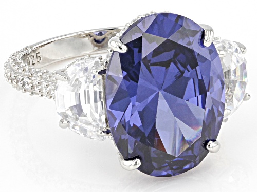 Bella Luce® Esotica™ 19.81ctw Tanzanite And Diamond Simulants Platinum Over Sterling Silver Ring - Size 7