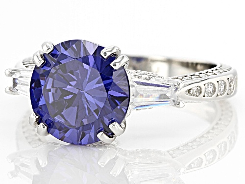 Bella Luce® Esotica™ 8.85ctw Tanzanite And White Diamond Simulants Platinum Over Silver Ring - Size 7