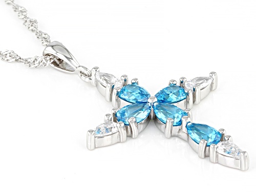 Bella Luce® Esotica™ 3.62ctw Neon Apatite And White Dia Simulants Rhodium Over Silver Cross Pendant