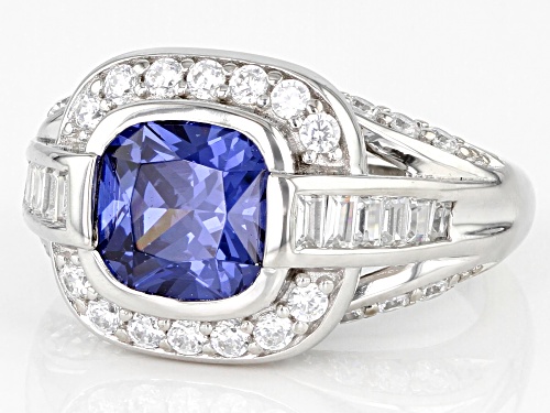 Bella Luce® Esotica™ 5.05ctw Tanzanite And White Diamond Simulants Platinum Over Silver Ring - Size 11