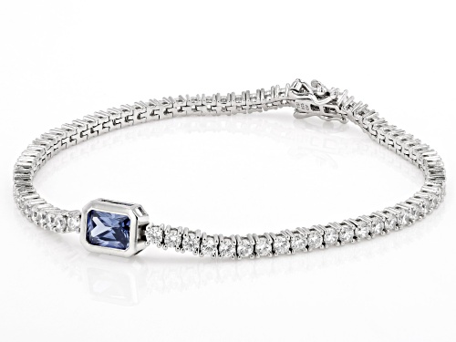Bella Luce® Esotica™ 8.20ctw Tanzanite & White Diamond Simulants Rhodium Over Silver Tennis Bracelet - Size 8