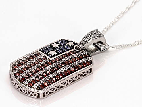 Bella Luce® Esotica™ Tanzanite, Garnet, And Diamond Simulants Rhodium Over Silver Flag Enhancer