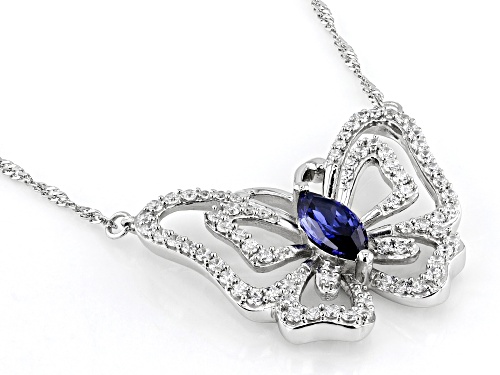 Bella Luce® Esotica™ 2.70ctw Tanzanite And Diamond Simulants Rhodium Over Silver Butterfly Necklace - Size 18