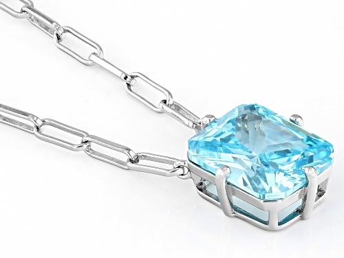 Bella Luce® Esotica™ 11.55ctw Neon Apatite Simulant Rhodium Over Silver Paperclip Chain Necklace - Size 18