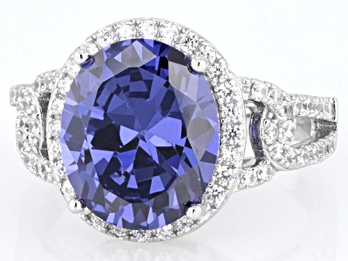Bella Luce® Esotica™ 9.45ctw Tanzanite And White Diamond Simulants Rhodium Over Sterling Silver Ring - Size 8