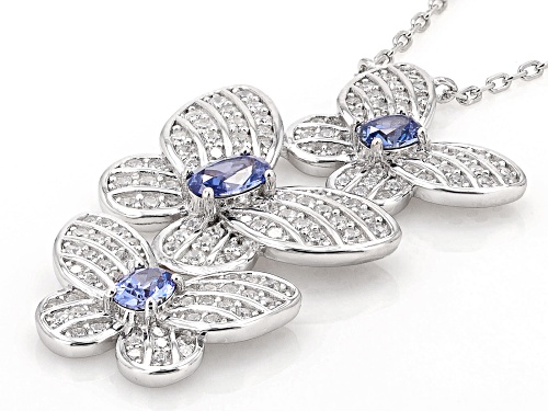Bella Luce® Esotica™ 2.17ctw Tanzanite And White Diamond Simulants Rhodium Over Silver Necklace - Size 16