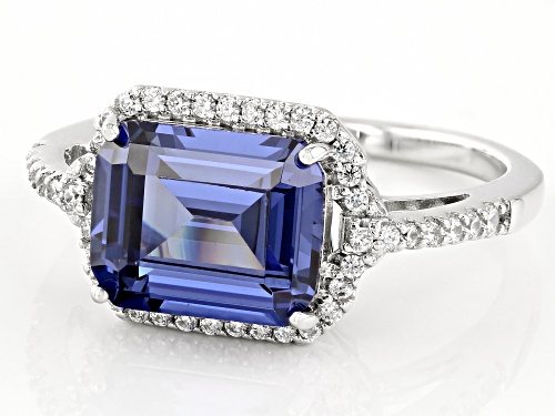 Bella Luce® Esotica™ 6.04ctw Tanzanite And White Diamond Simulants Rhodium Over Sterling Silver Ring - Size 9