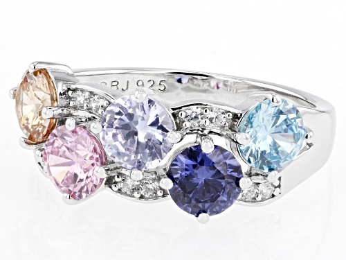Bella Luce® Esotica™ 4.44ctw Multi-Gem Simulants Rhodium Over Sterling Silver Ring - Size 8