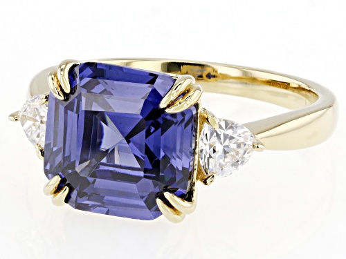 Bella Luce® Esotica™ 9.70ctw Tanzanite And White Diamond Simulants Eterno™ Yellow Asscher Cut Ring - Size 8