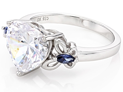 Bella Luce® Esotica™ 4.84ctw Tanzanite And White Diamond Simulants Rhodium Over Silver Heart Ring - Size 9