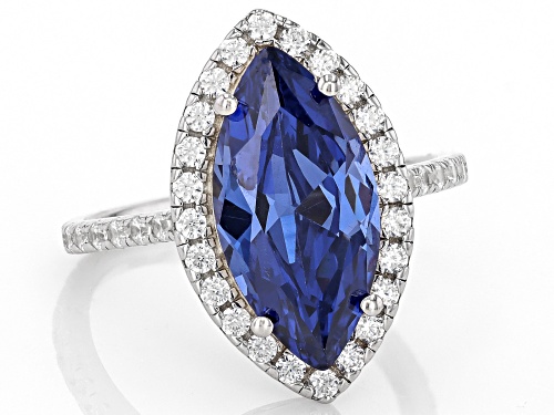 Bella Luce® Esotica™ 8.51ctw Tanzanite And White Diamond Simulants Rhodium Over Sterling Silver Ring - Size 8