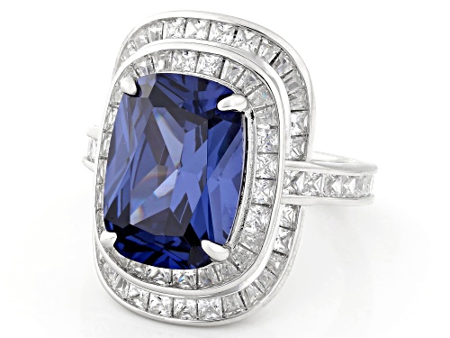 Bella Luce® Esotica™ 14.69ctw Tanzanite And White Diamond Simulants Rhodium Over Silver Ring - Size 7