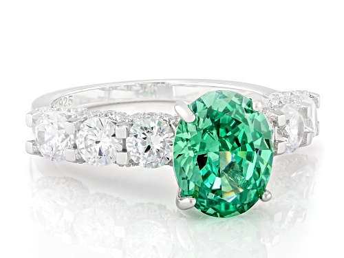 Bella Luce® Esotica™ 4.28ctw Paraiba Tourmaline And White Diamond Simulants Rhodium Over Silver Ring - Size 8