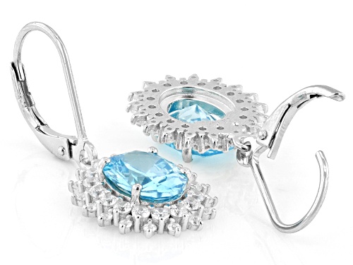 Bella Luce® Esotica™ 7.11ctw Paraiba Tourmaline & Diamond Simulants Rhodium Over Silver Earrings