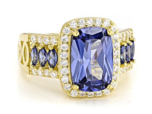 Bella Luce® Esotica™ 7.93ctw Tanzanite And White Diamond Simulants Eterno™ Yellow Ring - Size 9