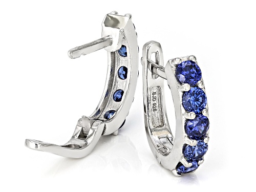 Bella Luce® Esotica™ 2.00ctw Tanzanite Simulant Rhodium Over Sterling Silver Hoops (1.25ctw DEW)