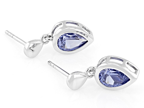 Bella Luce® Esotica™ 3.50ctw Tanzanite Simulant Rhodium Over Sterling Silver Teardrop Earrings