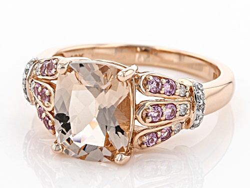 2.44ct Cor-De-Rosa Morganite™, .18ctw Pink Sapphire, .07ctw Diamond Accent 10k Rose Gold Ring - Size 8