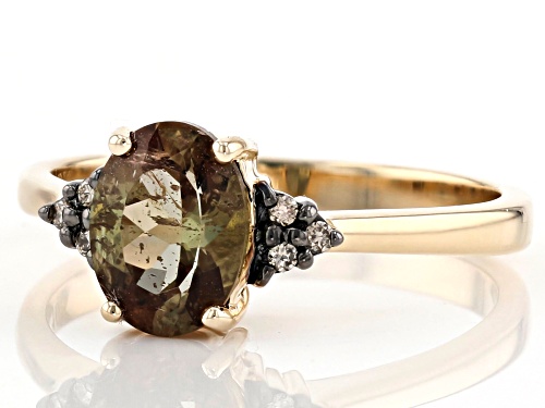.99ct Oval Andalusite With .03ctw Round Champagne Diamond Accent 10k Yellow Gold Ring - Size 6