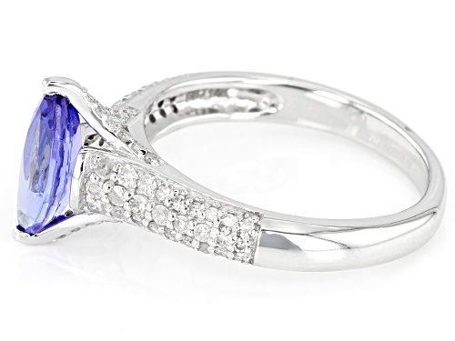 .89ct Marquise Tanzanite Solitaire With .32ctw Round White Diamonds Rhodium Over 14k White Gold Ring - Size 8