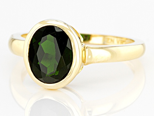 1.90ct Oval Russian Chrome Diopside Solitaire 10k Yellow Gold Ring - Size 6