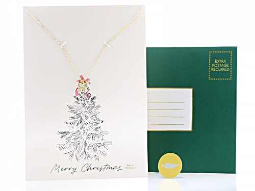 Bella Luce® 0.46ctw White Diamond Simulant Eterno™ Yellow Bow Necklace with Christmas Card