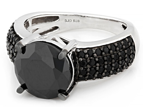 Bella Luce® 6.50ctw Black Diamond Simulant Rhodium Over Sterling Silver Ring - Size 6