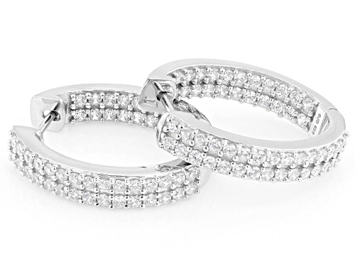 Bella Luce® 2.00ctw White Diamond Simulant Rhodium Over Sterling Silver Hoop Earrings