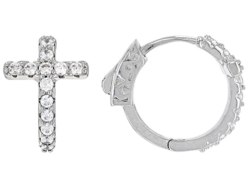 Bella Luce® 2.35ctw White Diamond Simulant Rhodium Over Brass Cross Huggies and Stud Earrings Set