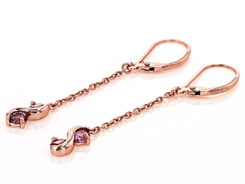 0.75ctw Color Shift Garnet 18k Rose Gold Over Sterling Silver Dangle Earrings