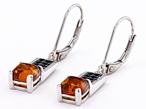 0.62ctw Amber And 0.33ctw Black Spinel Rhodium Over Sterling Silver Earrings