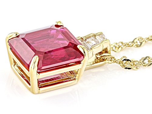 3.75ct Lab Ruby With 0.25ctw Lab Sapphire 18k Yellow Gold Over Sterling Silver Pendant With Chain