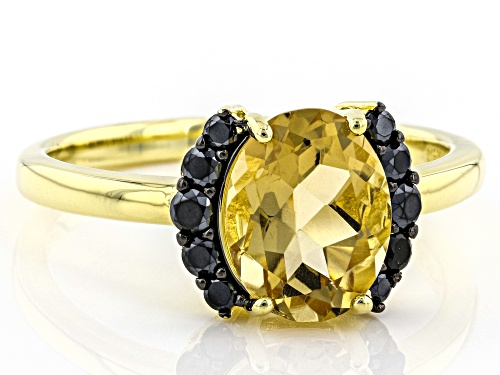 1.71ct Oval Citrine And 0.35ctw Black Spinel 18k Yellow Gold Over Sterling Silver Ring - Size 10