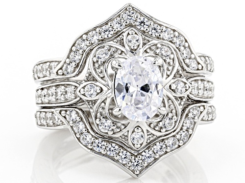 Bella Luce® 3.55ctw White Diamond Simulants Rhodium Over Silver Ring & Guard Set (2.15ctw DEW) - Size 5